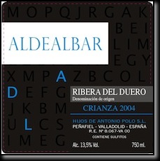 Etiqueta de Aldealbar Crianza